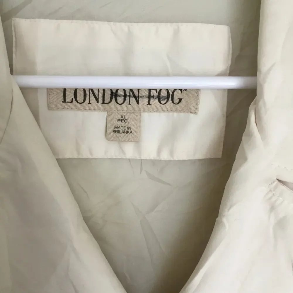 London Fog Cream Off White Double-Breasted Ligth weight Trench Coat Sz XL - Picture 2 of 8